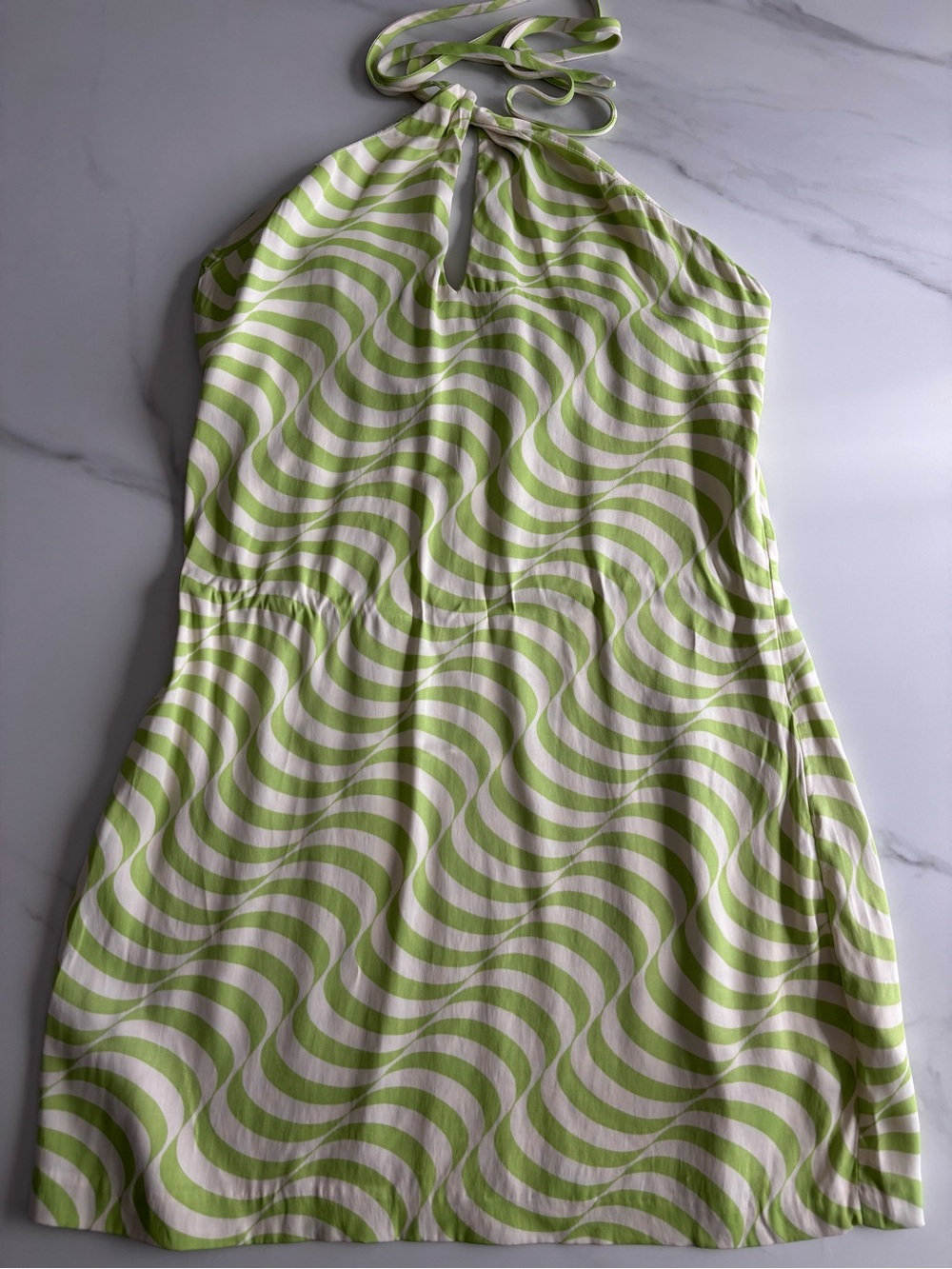 Zara Halter Mini Dress in Lime Wave Sz M - Picture 3 of 11